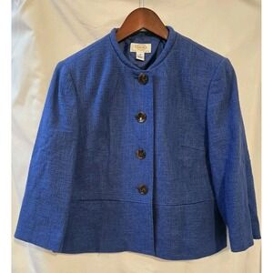 Talbots VTG Womens  Cropped Tweed Blazer Blazer  Size 12P   Blue